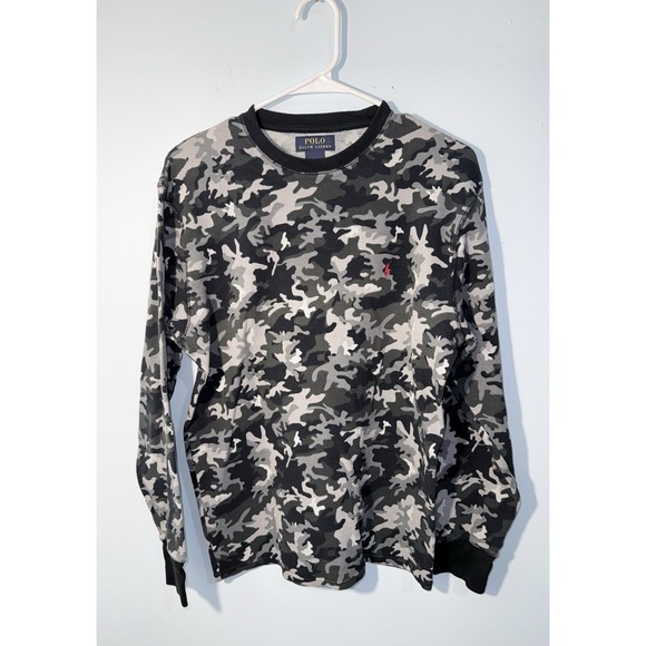 Polo Ralph Lauren Other - POLO RALPH LAUREN Men's Shirt Thermal Camo Logo Waffle Knit Black Gray Size XL